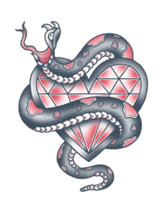 Tattooed Now! - Snake with Diamond Heart 2